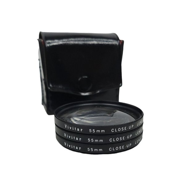 Vivitar 55mm Close Up Lens Set 1 2 4 Storage Case Japan - Picture 1 of 9